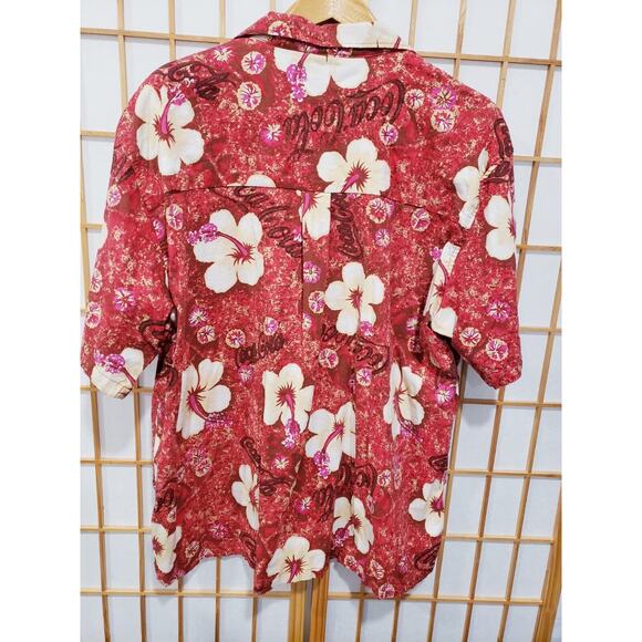 Vintage Everything Coca Cola Men's Hawaiian Shirt Red Floral Button Up - Size XL - Picture 9 of 13